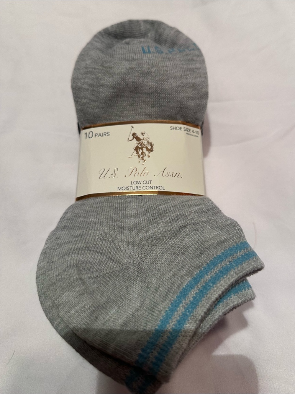 U.S. Polo Assn. Women’s Low Cut Socks 10 Pairs Moisture Control Gray Black 4-10